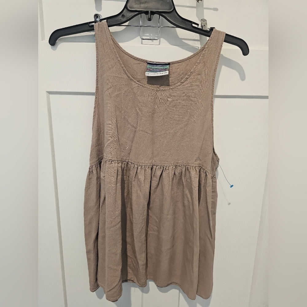 Urban Renewal Taupe Peplum Tank Top Made in USA from Vintage Fabric - Size M